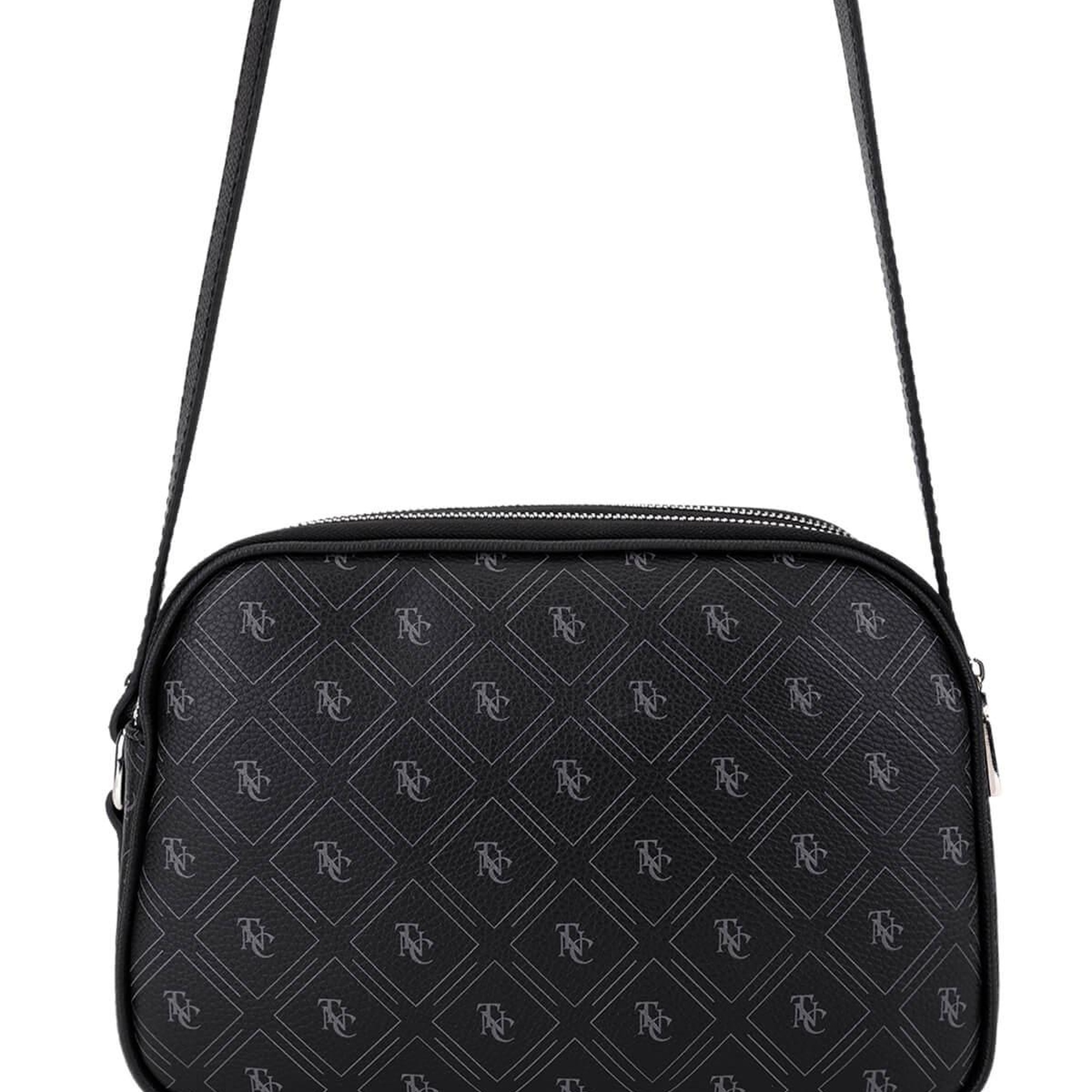 Tamer Tanca Kadın Suni Deri Siyah Desen Postacı Çanta