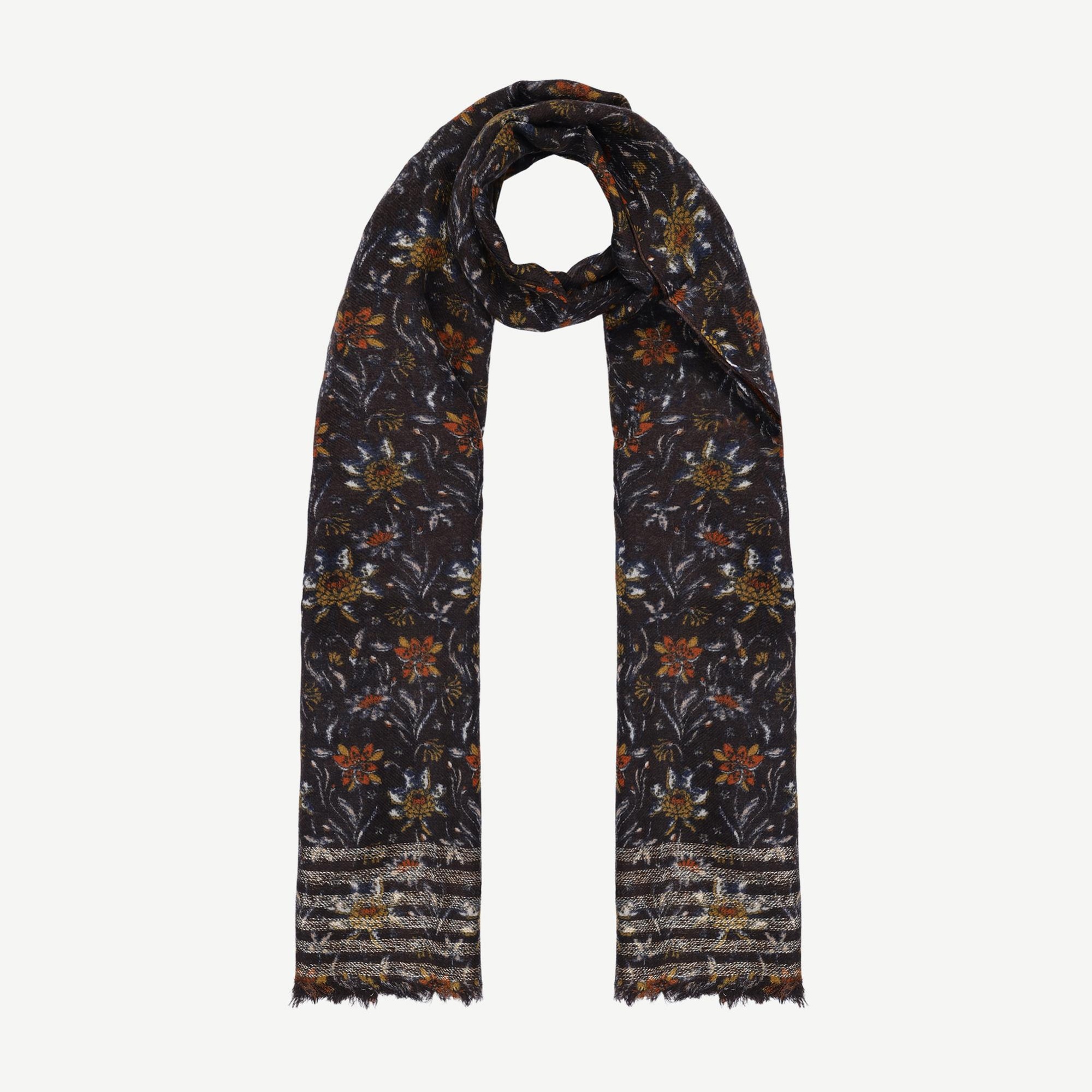 YARGICI Çiçek Desenli Yün Şal