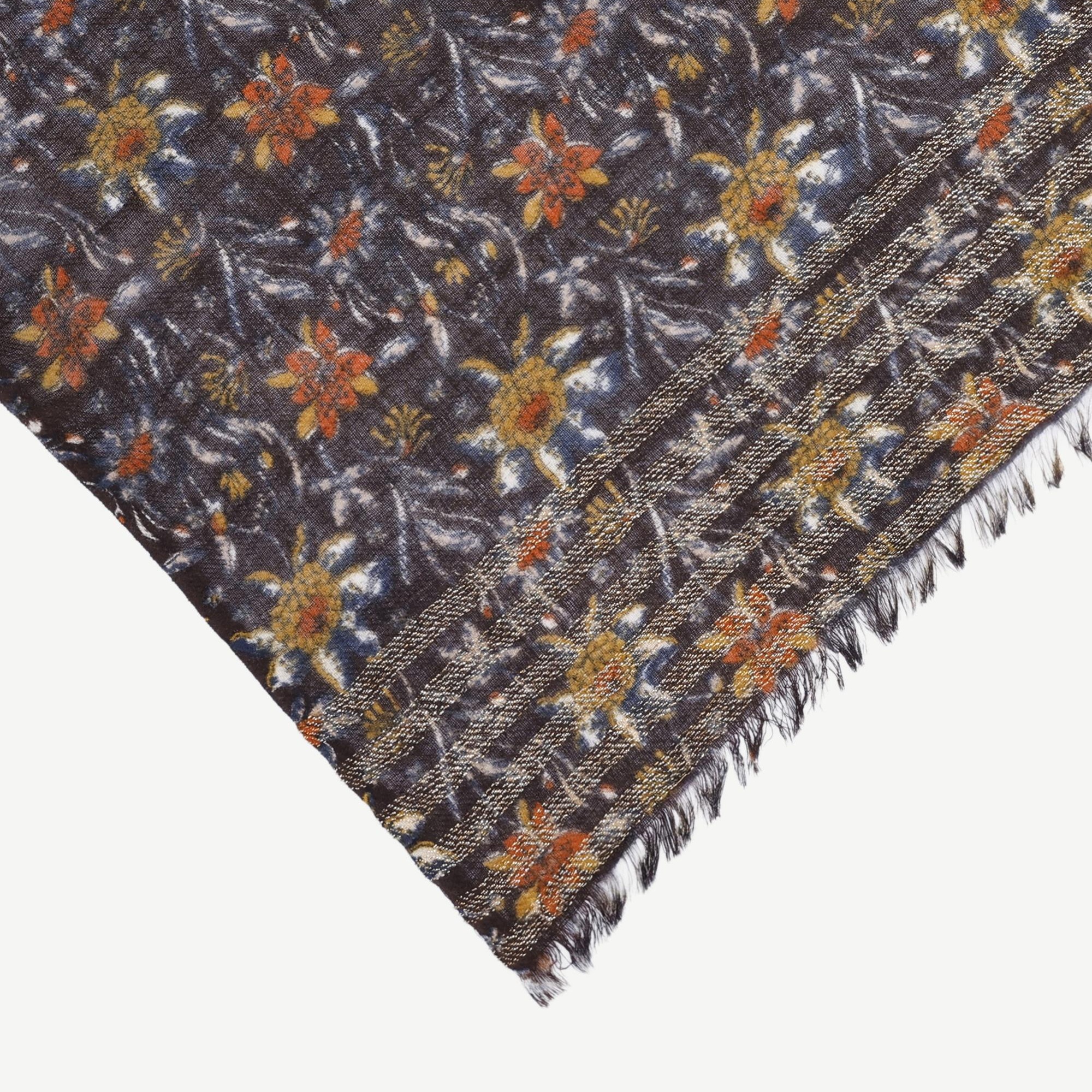 YARGICI Çiçek Desenli Yün Şal