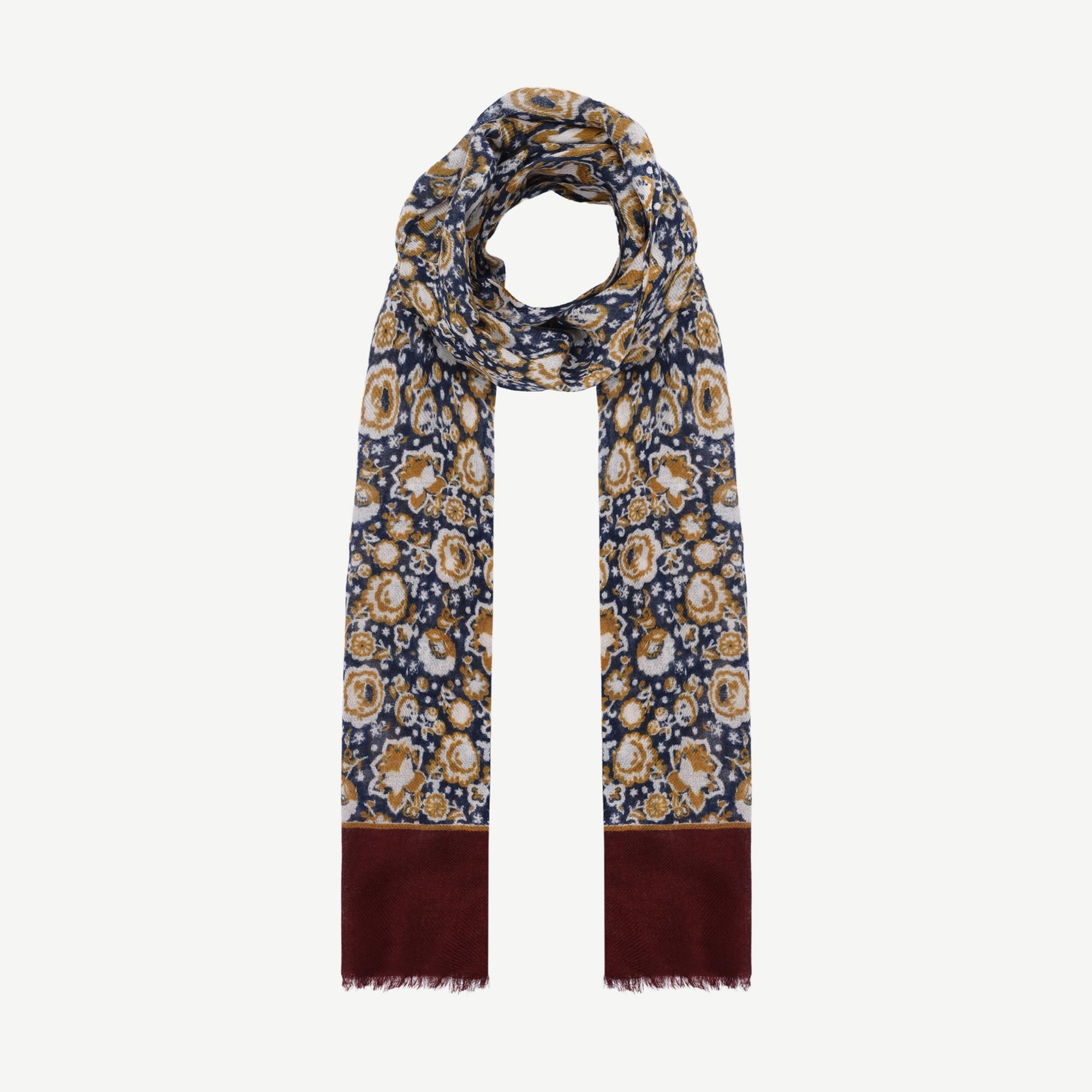 YARGICI Çiçek Desenli Yün Şal