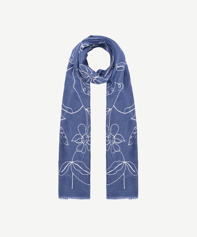  YARGICI Çiçek Nakışlı Yün Şal