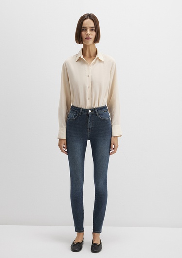  Mavi Serenay Gold Premium Gölgeli Koyu Mavi Jean Pantolon 100980-90530