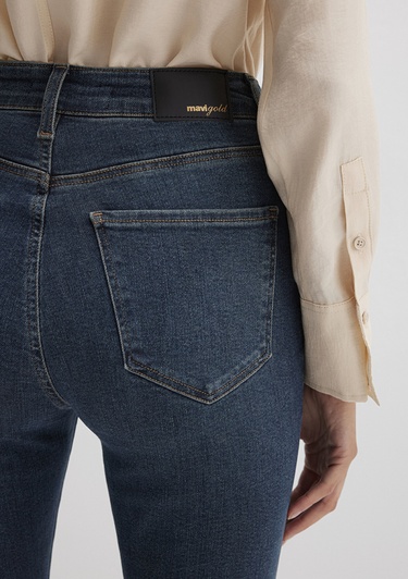  Mavi Serenay Gold Premium Gölgeli Koyu Mavi Jean Pantolon 100980-90530