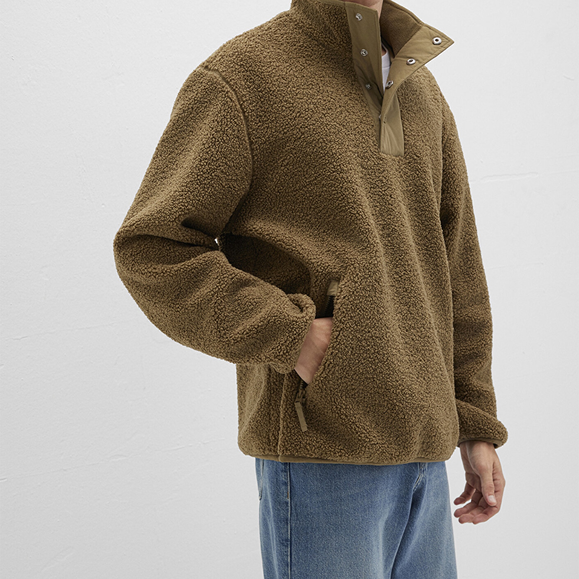 Mavi Dik Yaka Kahverengi Sweatshirt Loose Fit / Bol Rahat Kesim 0110737-70362