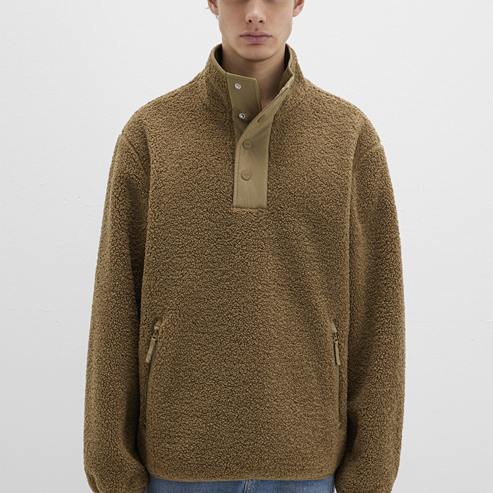 Mavi Dik Yaka Kahverengi Sweatshirt Loose Fit / Bol Rahat Kesim 0110737-70362