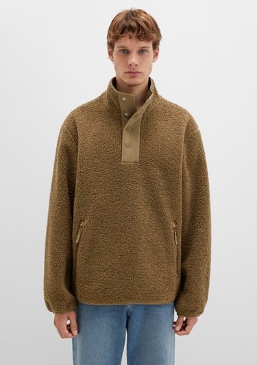  Mavi Dik Yaka Kahverengi Sweatshirt Loose Fit / Bol Rahat Kesim 0110737-70362