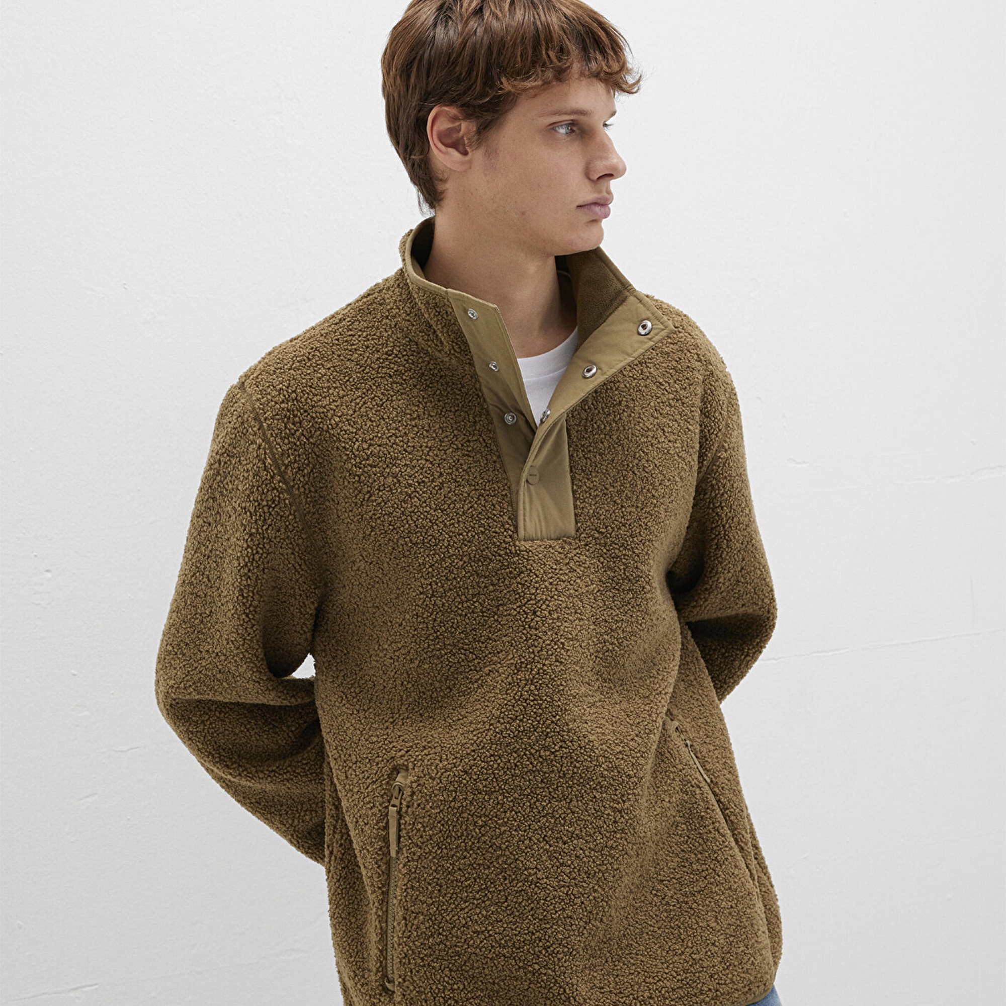 Mavi Dik Yaka Kahverengi Sweatshirt Loose Fit / Bol Rahat Kesim 0110737-70362