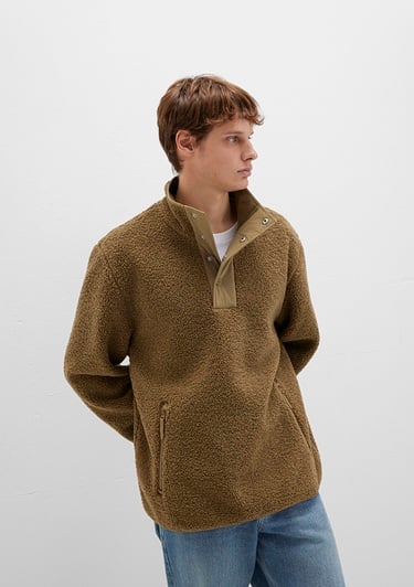  Mavi Dik Yaka Kahverengi Sweatshirt Loose Fit / Bol Rahat Kesim 0110737-70362