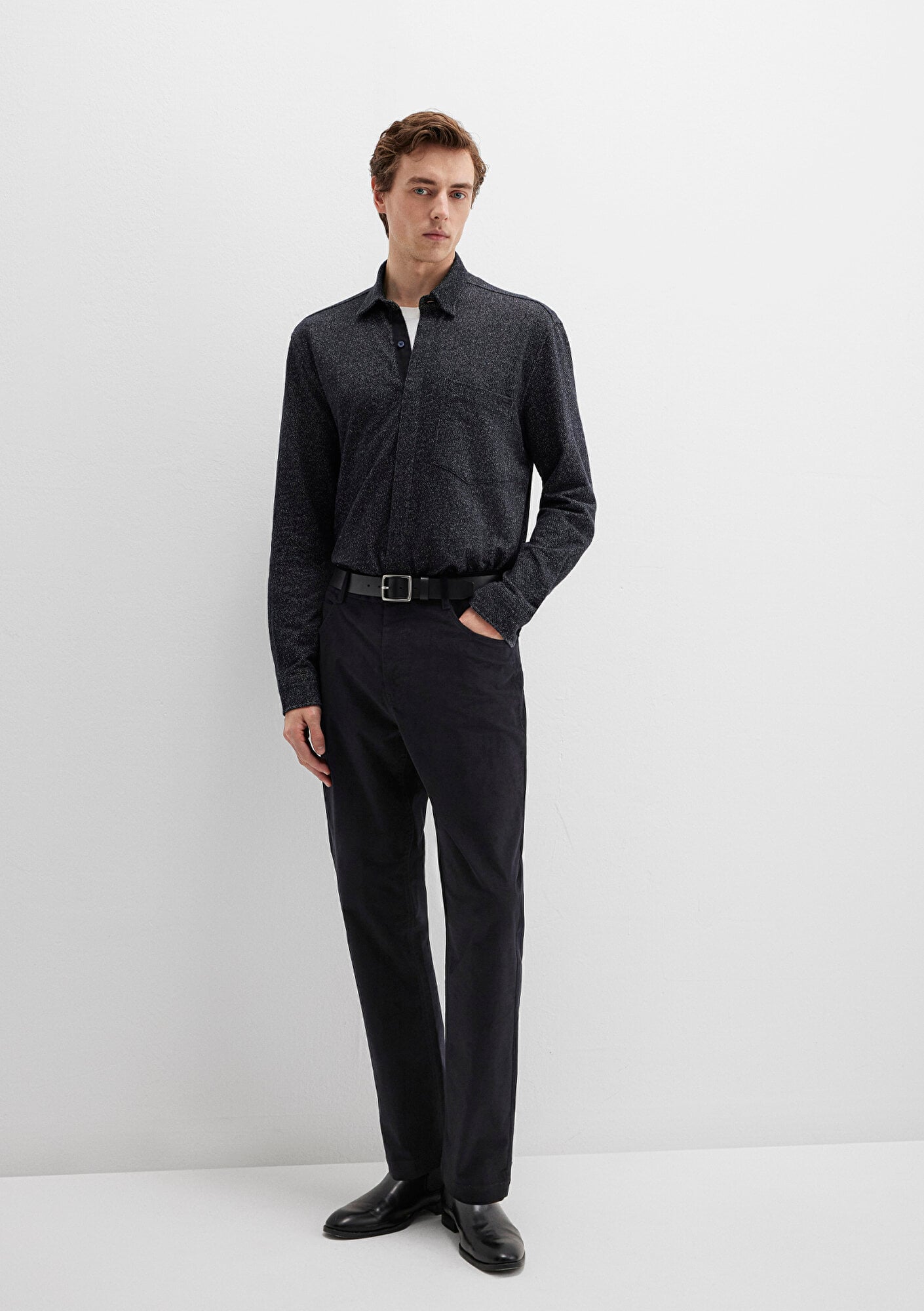  Mavi Siyah Kadife Pantolon 0010509-900