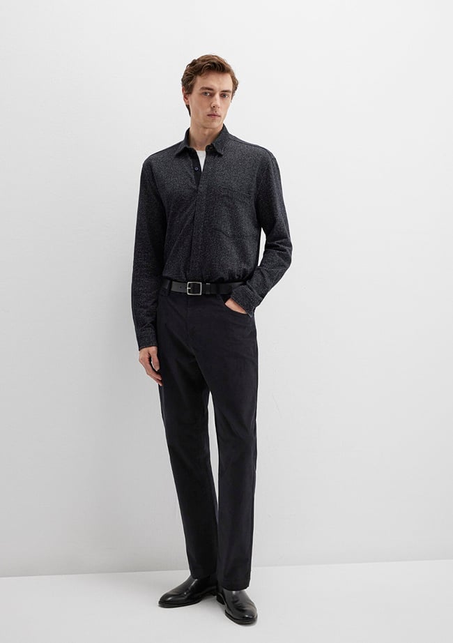  Mavi Siyah Kadife Pantolon 0010509-900