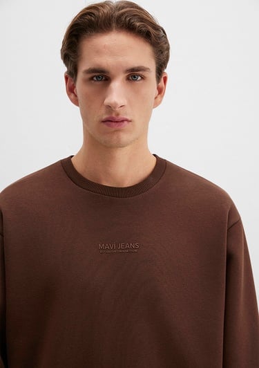  Mavi Mavi Jeans Detaylı Kahverengi Sweatshirt 0S10586-88067
