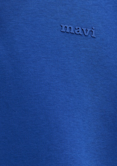  Mavi Yarı Fermuarlı Mavi Logo Baskılı Mavi Sweatshirt 0S10585-70907