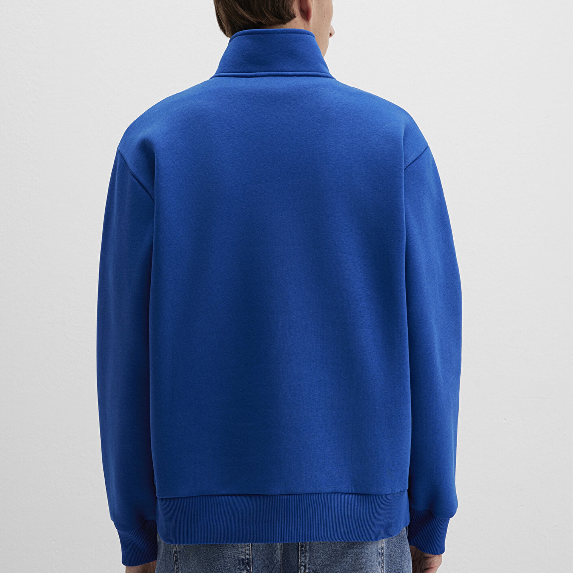 Mavi Yarı Fermuarlı Mavi Logo Baskılı Mavi Sweatshirt 0S10585-70907