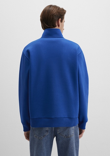  Mavi Yarı Fermuarlı Mavi Logo Baskılı Mavi Sweatshirt 0S10585-70907