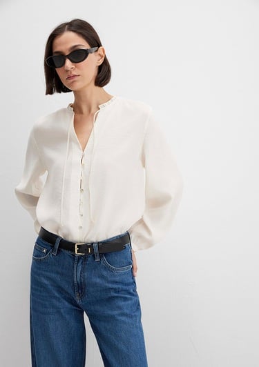  Mavi Ekru Tencel TM Karışımlı Gömlek 1211421-80194