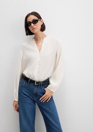  Mavi Ekru Tencel TM Karışımlı Gömlek 1211421-80194