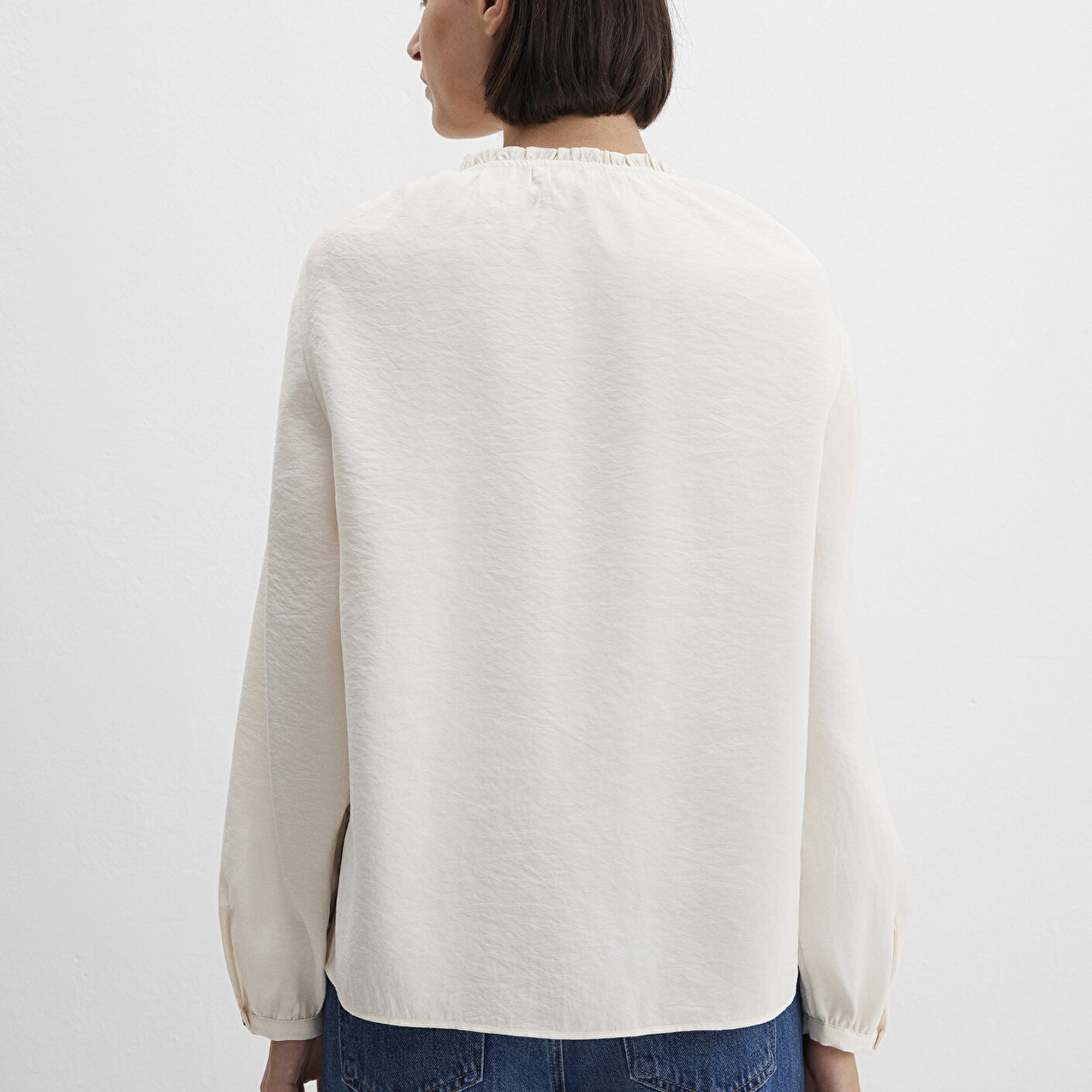 Mavi Ekru Tencel TM Karışımlı Gömlek 1211421-80194