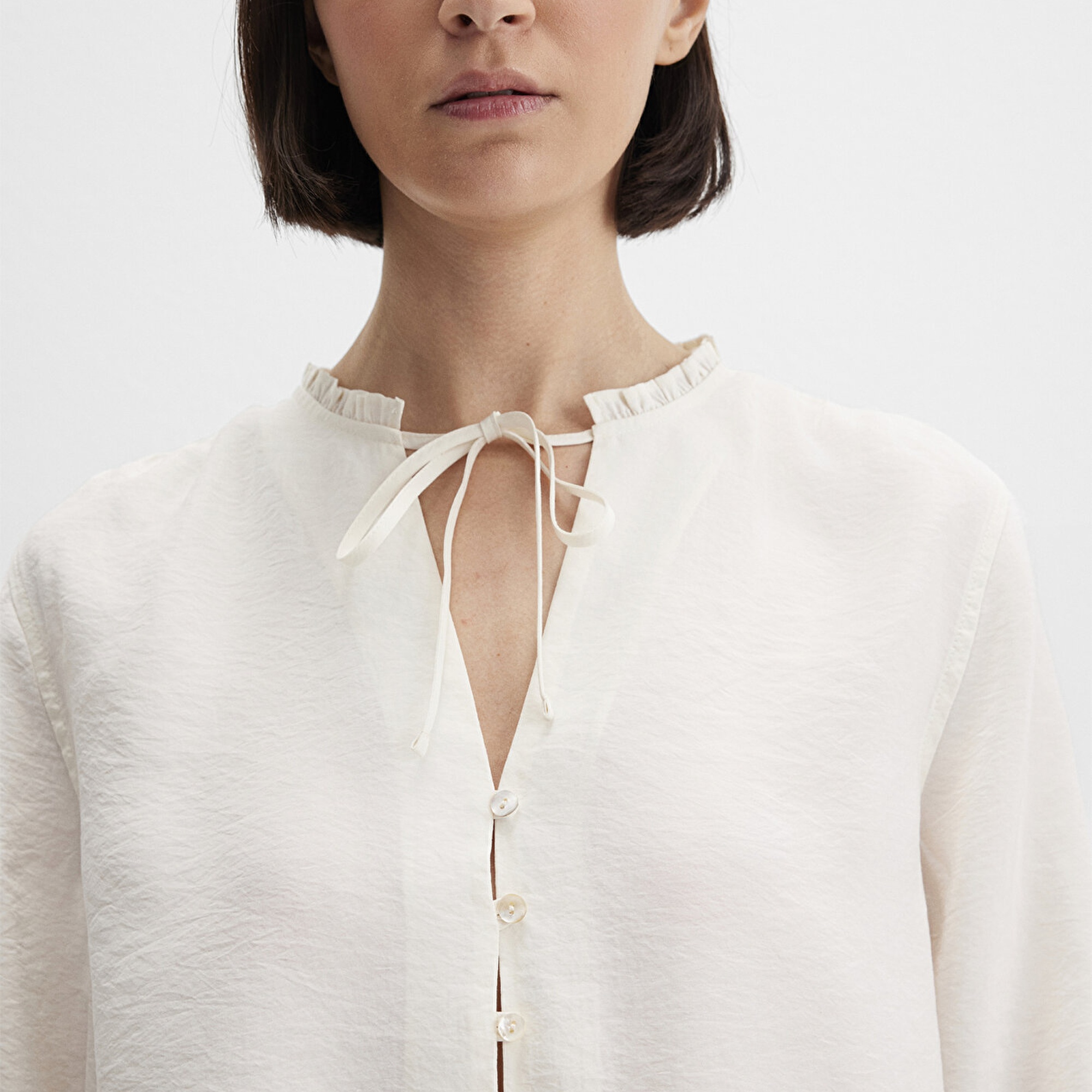 Mavi Ekru Tencel TM Karışımlı Gömlek 1211421-80194