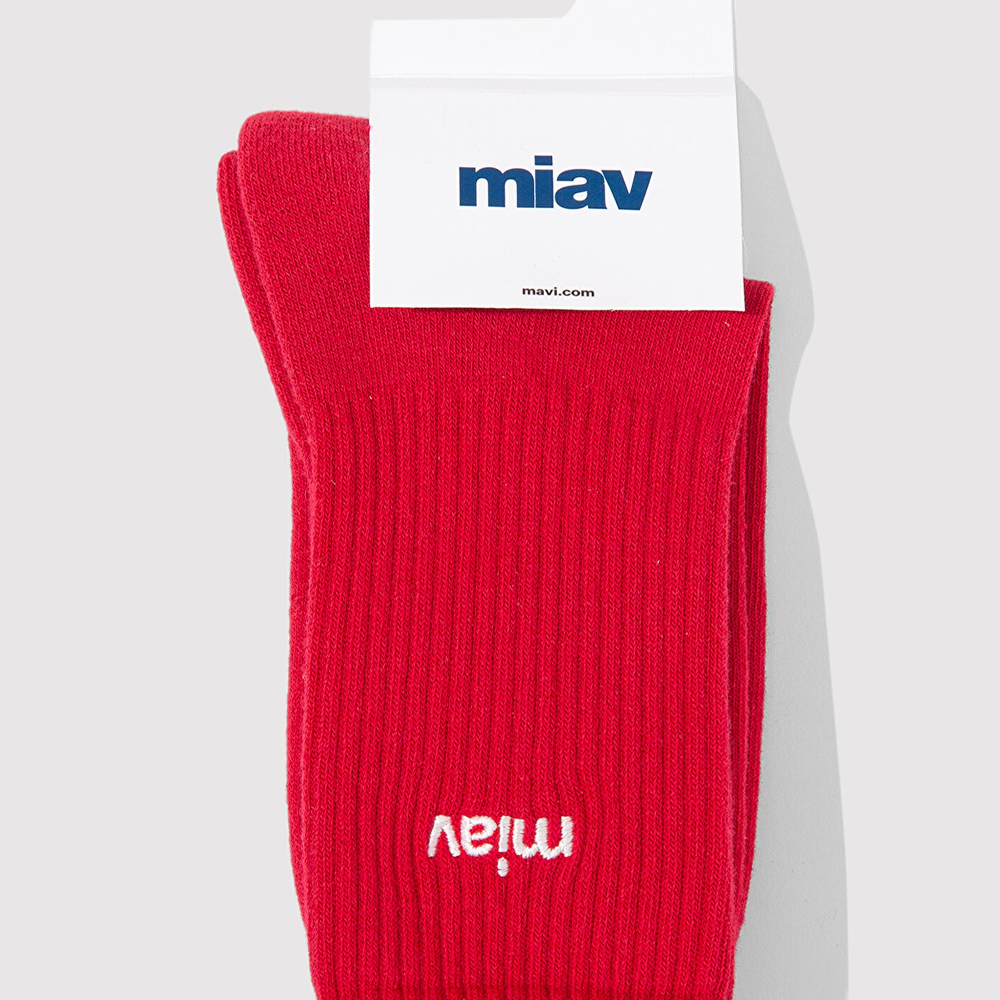 Mavi Miav İşlemeli Kırmızı Soket Çorap 1913899-10076