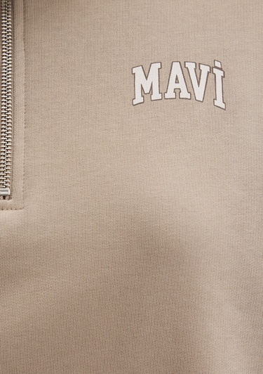  Mavi Mavi Logo Baskılı Bej Sweatshirt 1S10179-70344