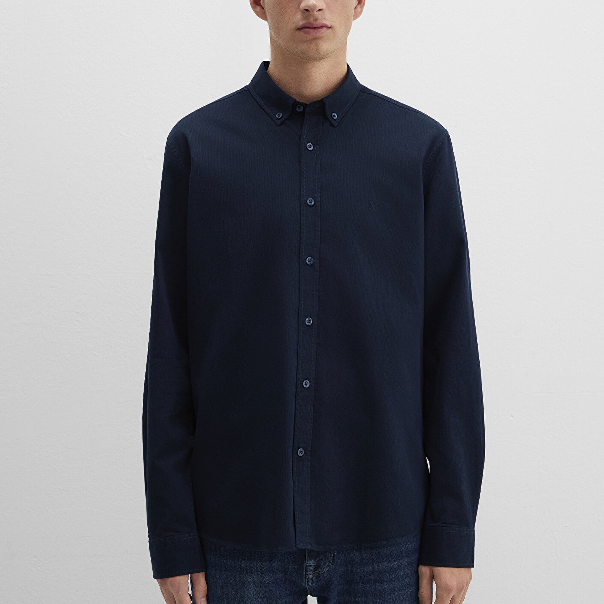 Mavi M Logo Nakışlı Lacivert Gömlek Slim Fit / Dar Kesim 0211192-70492