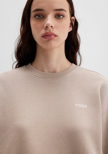  Mavi Mavi Logo Baskılı Kahverengi Sweatshirt 1S10490-70344