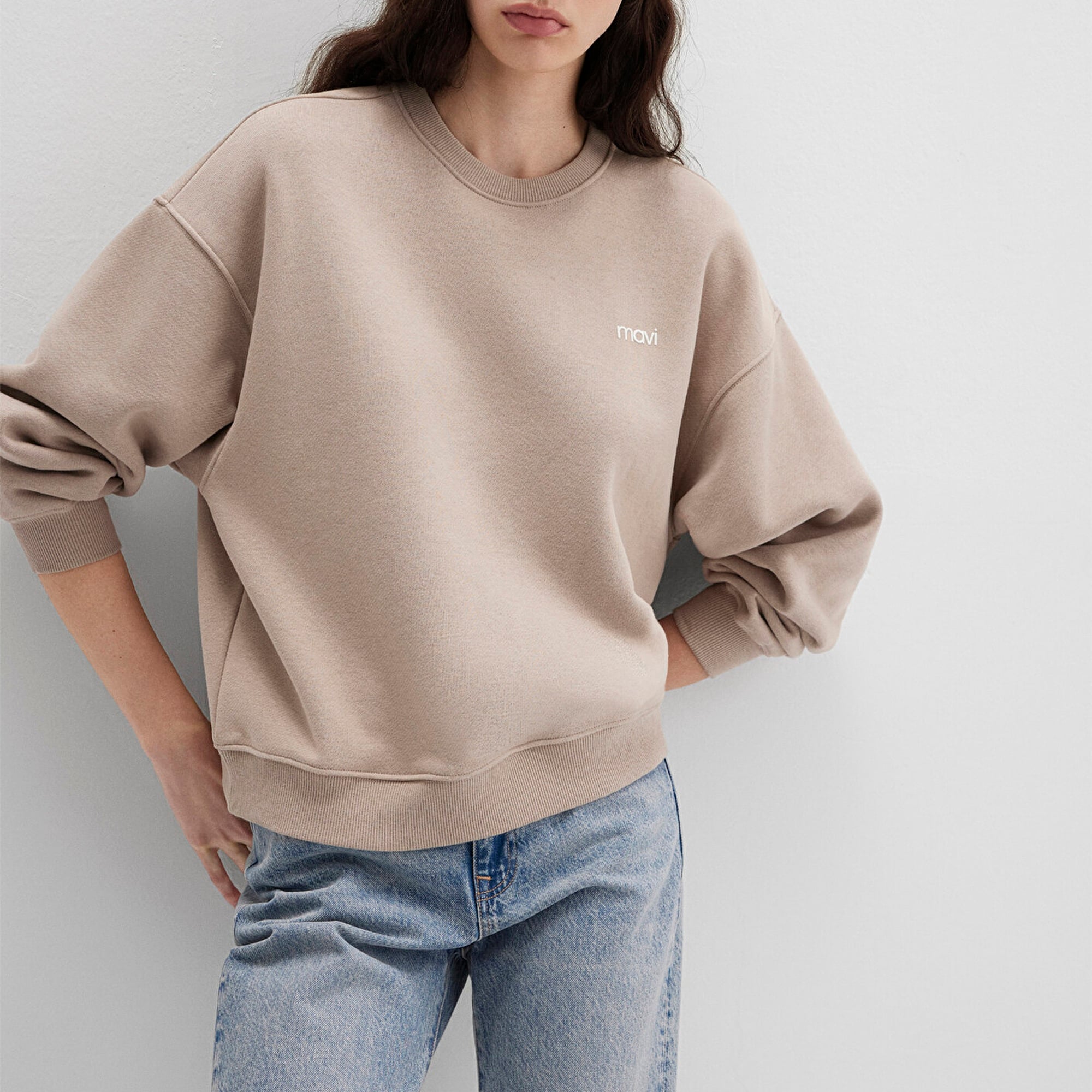 Mavi Mavi Logo Baskılı Kahverengi Sweatshirt 1S10490-70344