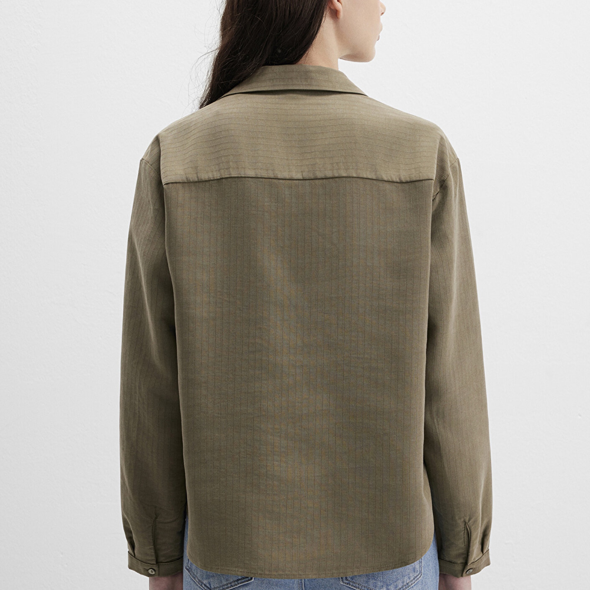 Mavi Haki Tencel Karışımlı Bluz 1211423-87538