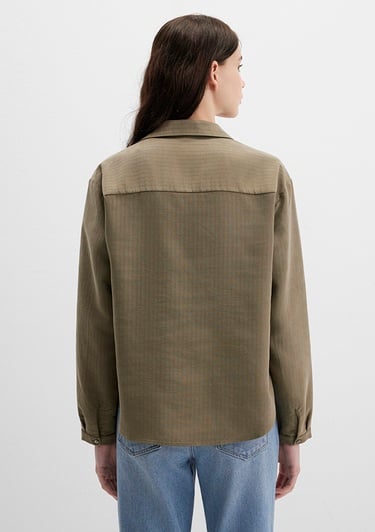  Mavi Haki Tencel Karışımlı Bluz 1211423-87538