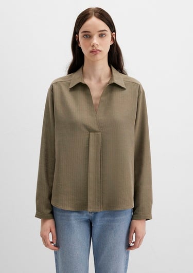  Mavi Haki Tencel Karışımlı Bluz 1211423-87538