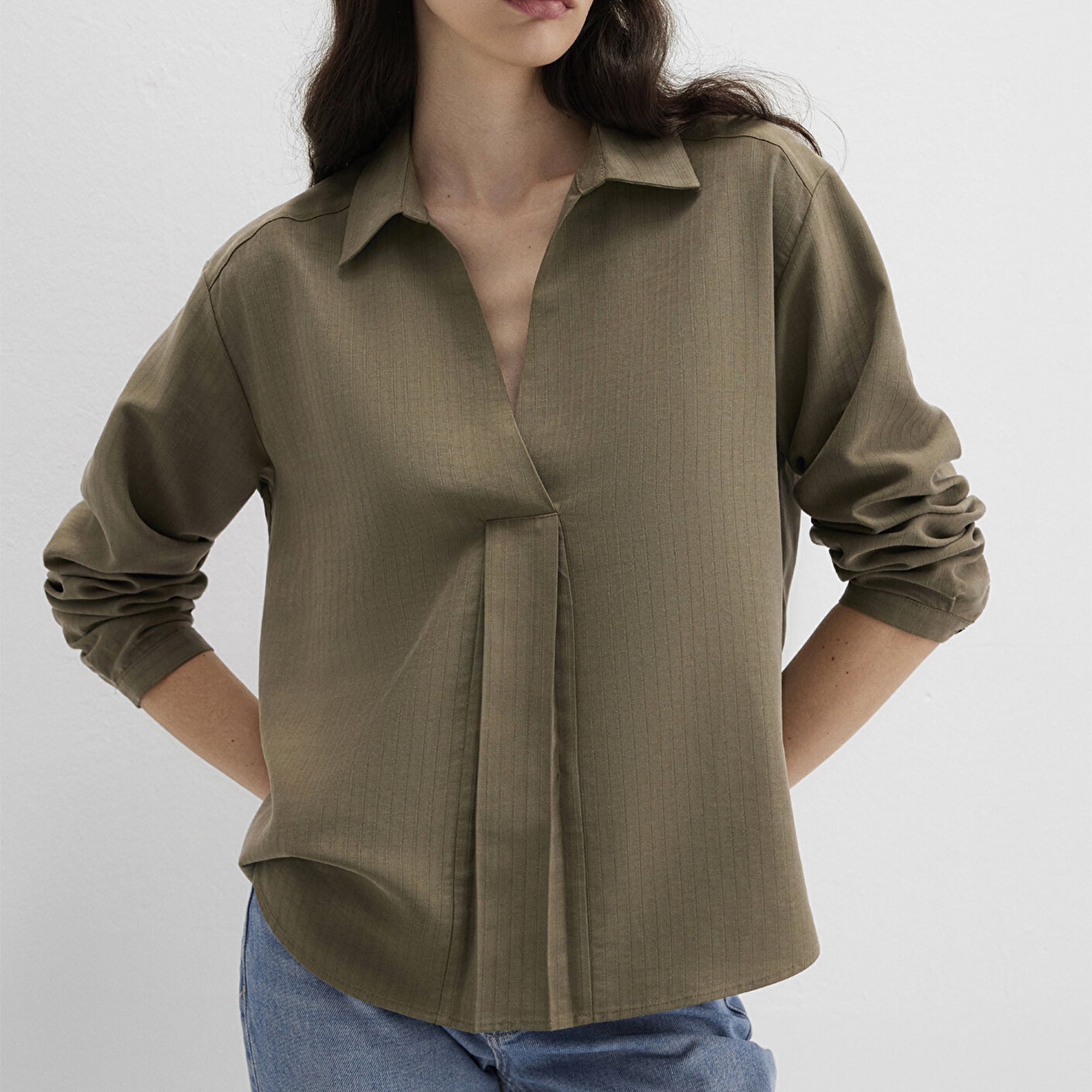 Mavi Haki Tencel Karışımlı Bluz 1211423-87538