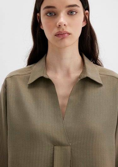  Mavi Haki Tencel Karışımlı Bluz 1211423-87538