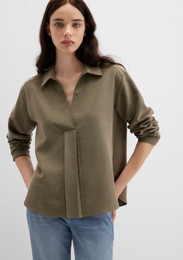  Mavi Haki Tencel Karışımlı Bluz 1211423-87538