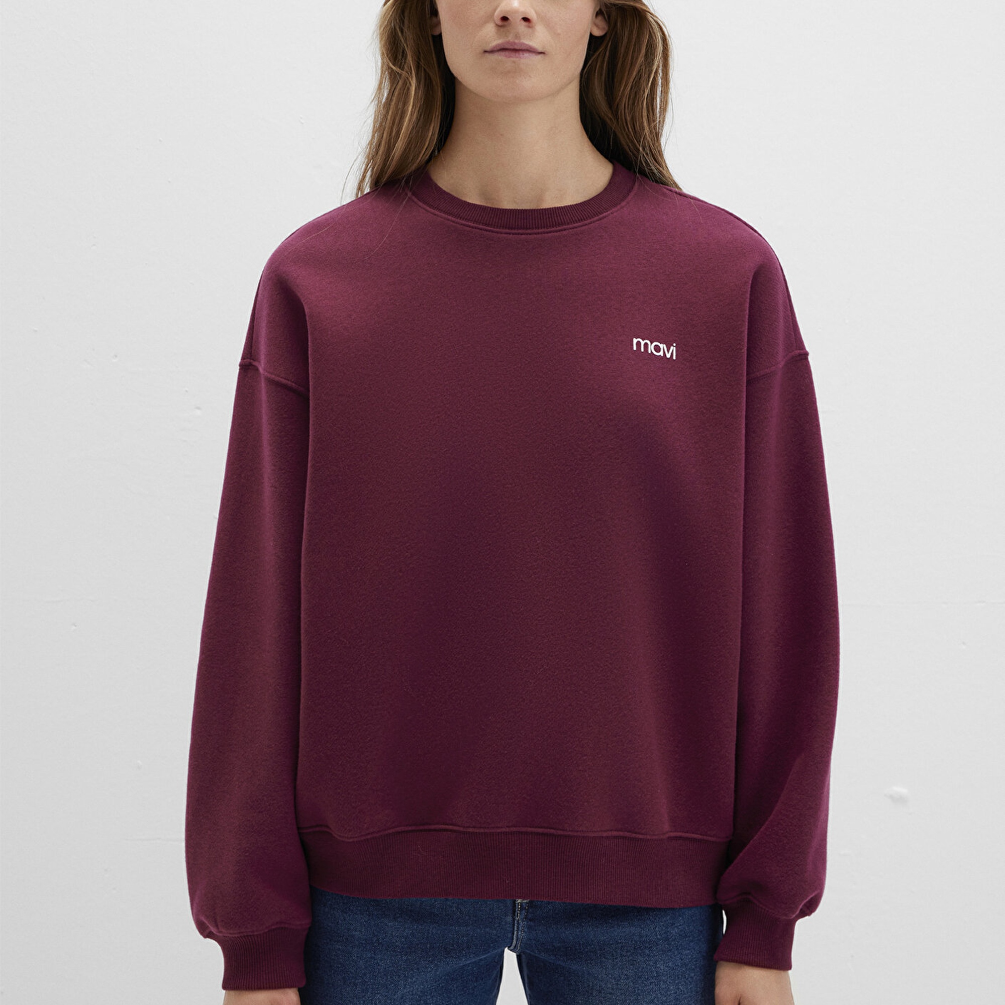 Mavi Mavi Logo Baskılı Bordo Sweatshirt 1S10490-90705