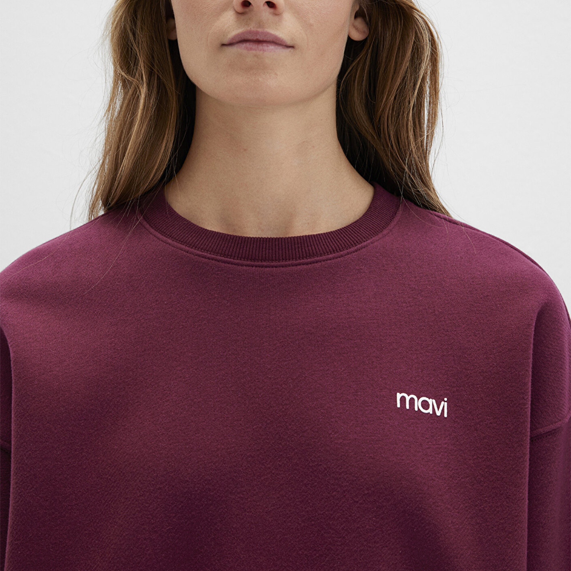 Mavi Mavi Logo Baskılı Bordo Sweatshirt 1S10490-90705