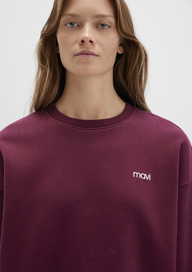  Mavi Mavi Logo Baskılı Bordo Sweatshirt 1S10490-90705