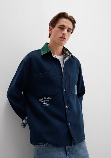  Mavi Çift Taraflı Lacivert Gömlek Loose Fit / Bol Rahat Kesim 0211783-80872