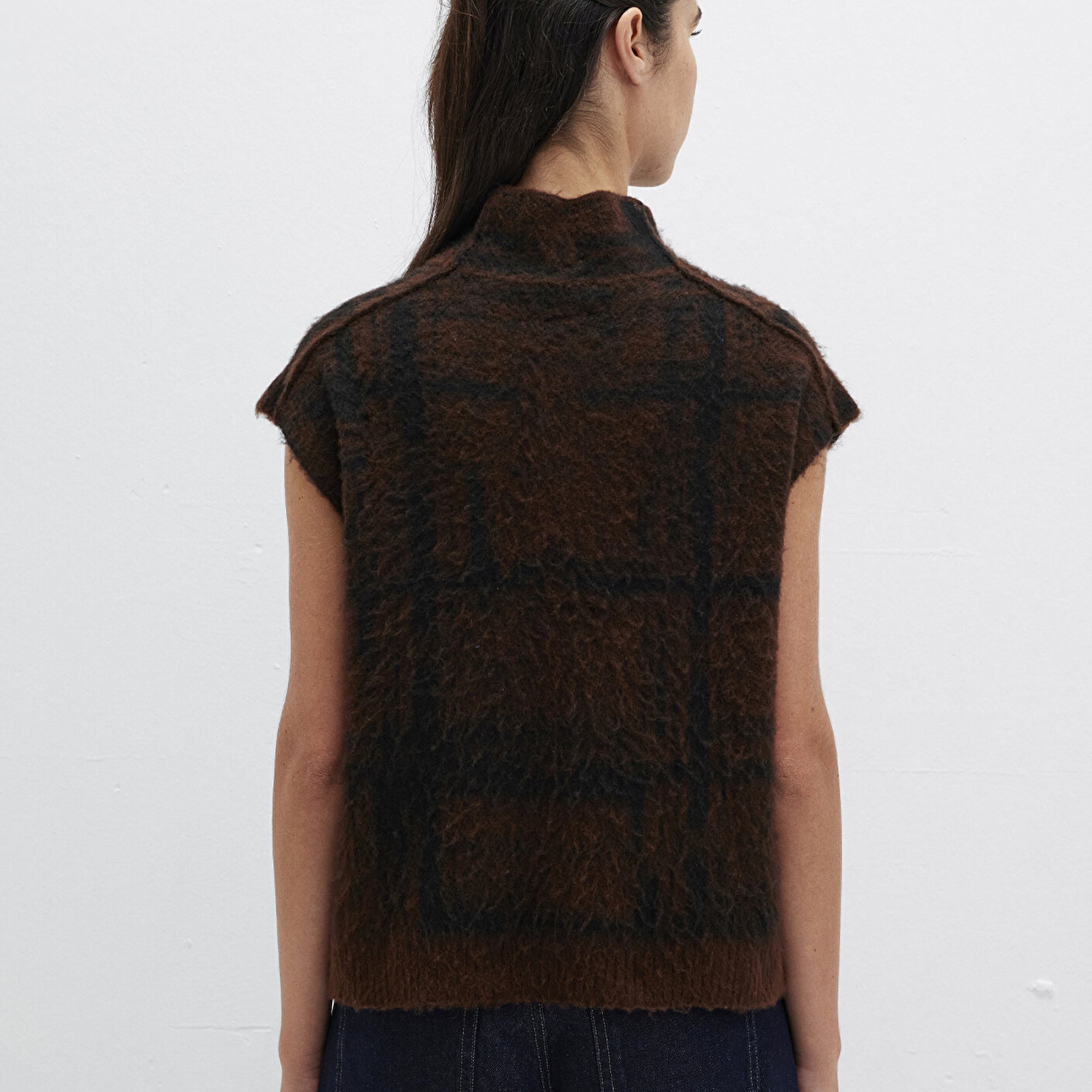 Mavi Dik Yaka Kahverengi Süveter Regular Fit / Normal Kesim 1710792-91201