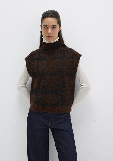  Mavi Dik Yaka Kahverengi Süveter Regular Fit / Normal Kesim 1710792-91201