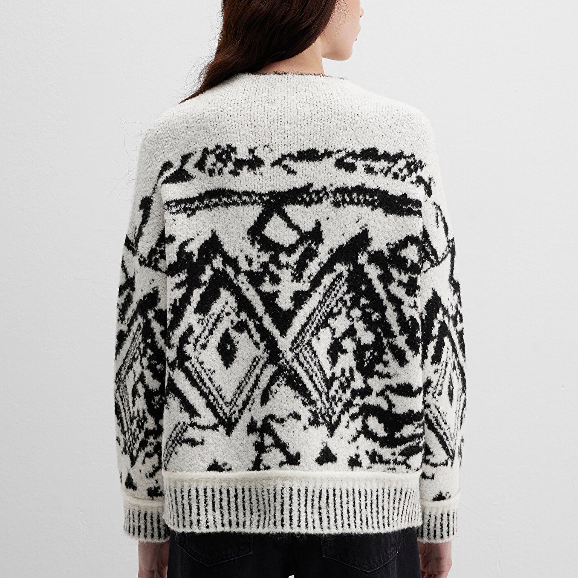 Mavi Siyah Kazak Oversize / Geniş Kesim 1710805-900