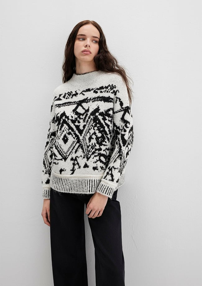  Mavi Siyah Kazak Oversize / Geniş Kesim 1710805-900