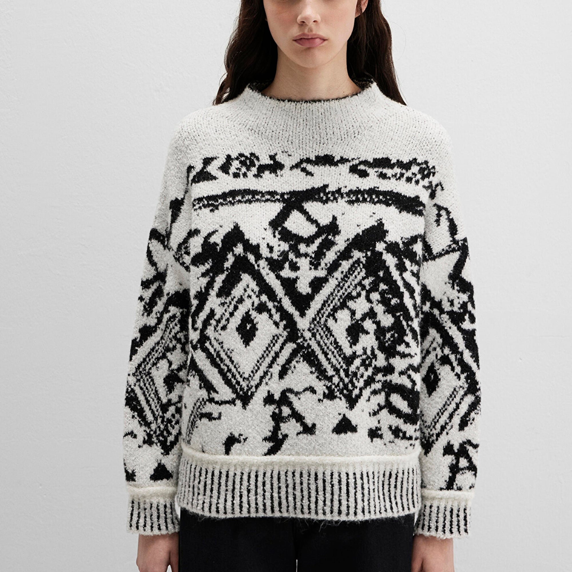 Mavi Siyah Kazak Oversize / Geniş Kesim 1710805-900