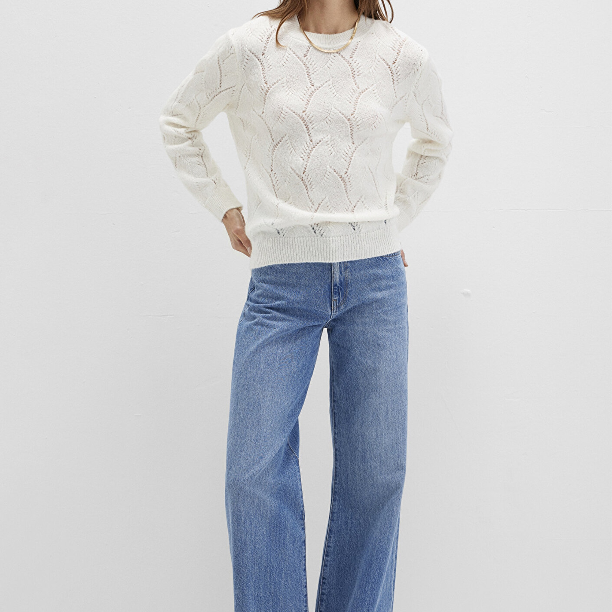 Mavi Bisiklet Yaka Ekru Kazak Regular Fit / Normal Kesim 1710799-70057