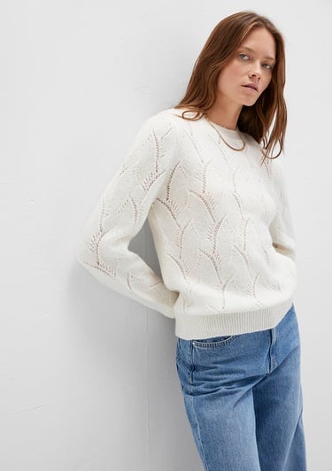  Mavi Bisiklet Yaka Ekru Kazak Regular Fit / Normal Kesim 1710799-70057