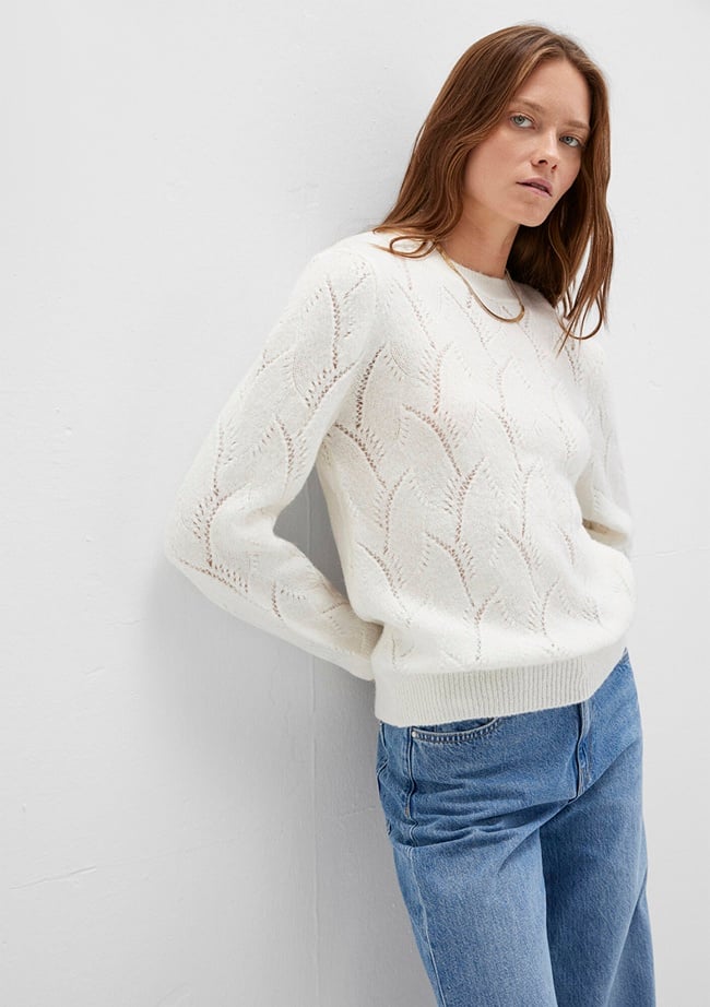  Mavi Bisiklet Yaka Ekru Kazak Regular Fit / Normal Kesim 1710799-70057