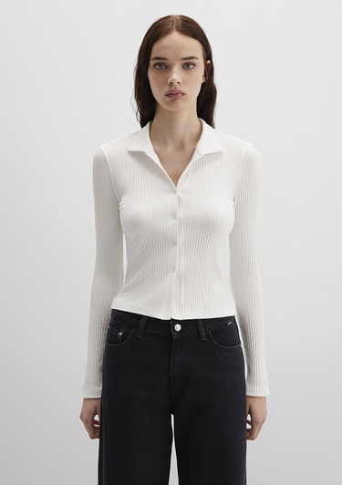  Mavi Ekru Polo Tişört Fitted / Vücuda Oturan Kesim 1613594-70057