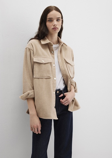  Mavi Bej Gömlek Loose Fit / Bol Rahat Kesim 1211281-80084