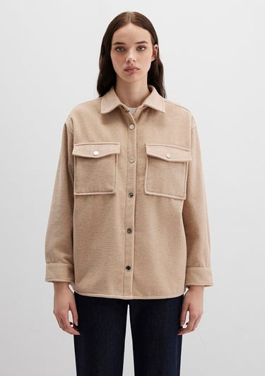  Mavi Bej Gömlek Loose Fit / Bol Rahat Kesim 1211281-80084