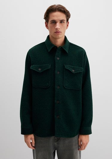  Mavi Yün Karışımlı Yeşil Gömlek Loose Fit / Bol Rahat Kesim 0211780-71929