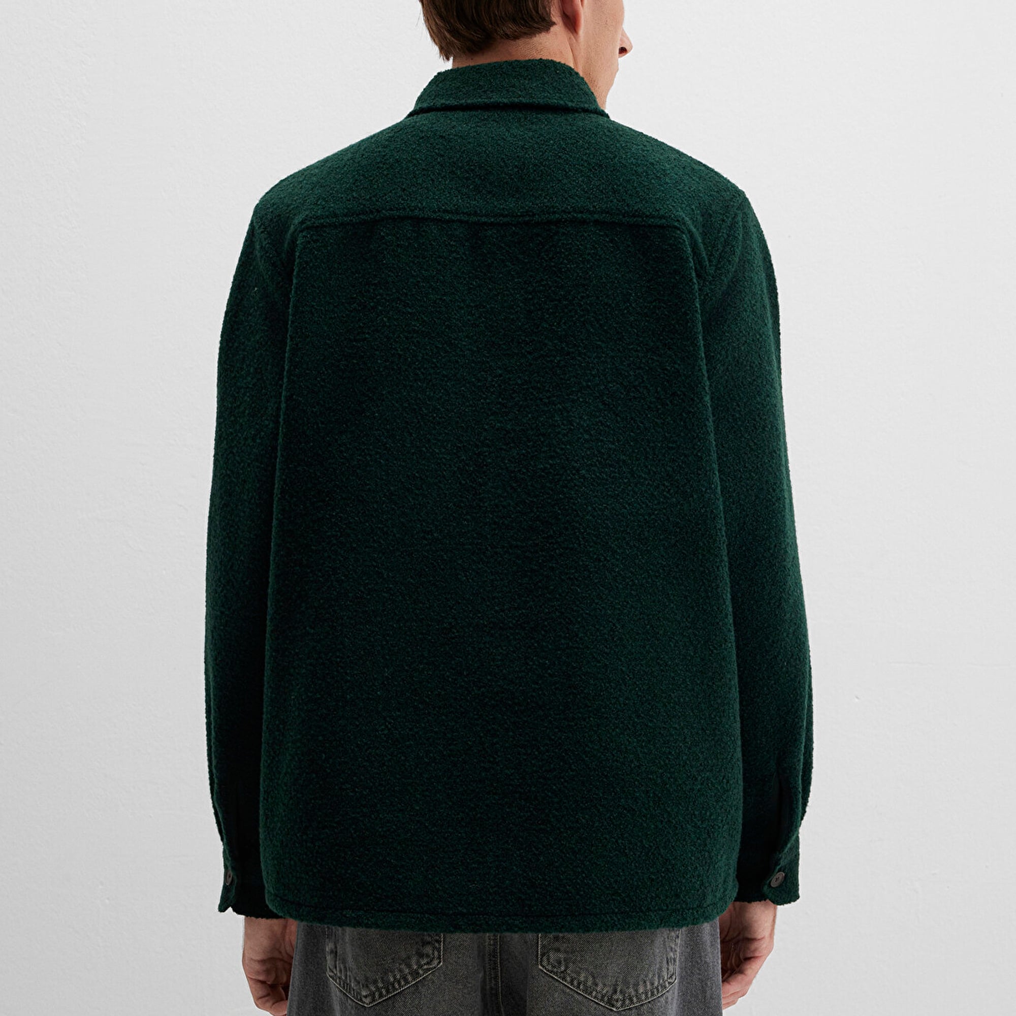 Mavi Yün Karışımlı Yeşil Gömlek Loose Fit / Bol Rahat Kesim 0211780-71929